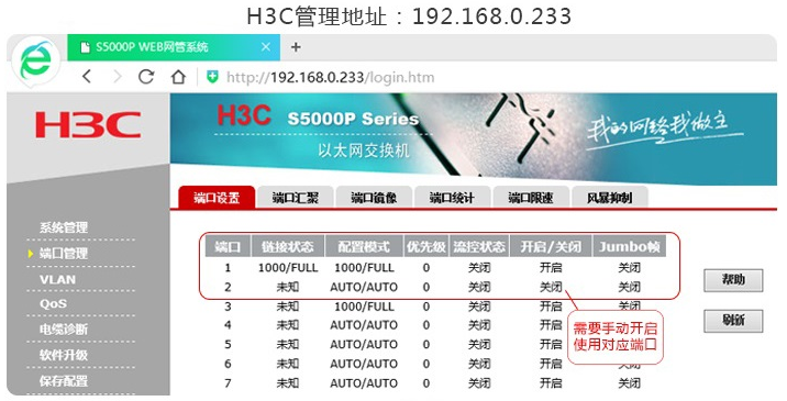 H3C交换机端口配置