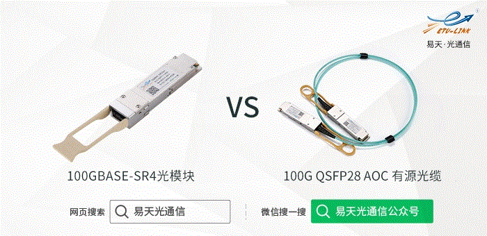 100G QSFP28 SR4光模块与100G QSFP28 AOC有源光缆的对比